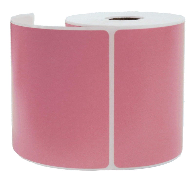 PROLINE Pink 4"" x 6"" Direct Thermal Shipping Labels, 1"" Cores, 250 Labels Per Roll, Permanent Adhesive, Perforations Between Labels (2 Rolls) - Image 2